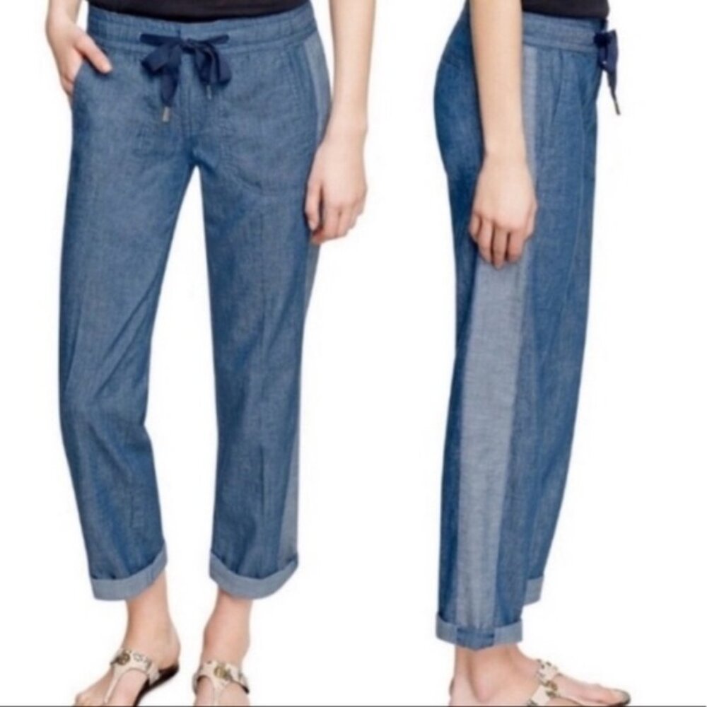 Tory Burch Allegra Ribbon Chambray Denim Pants Size 27